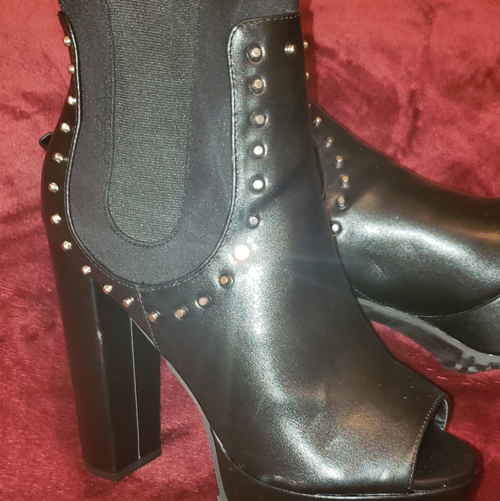 Opened toed studded booties,worn once